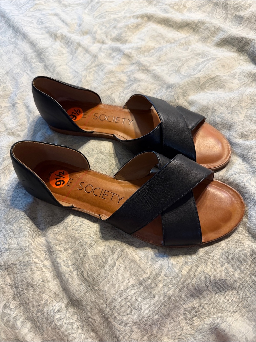 Sole Society Black Leather Crisscross D'Orsay Sandals